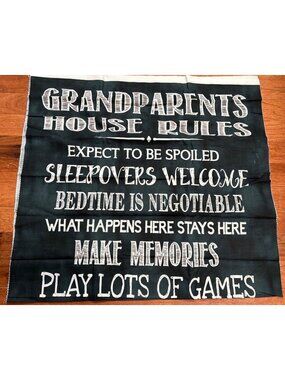 Timeless Treasures Grandparents Rules Fabric Panel 23"x44" Black Cotton Quilting